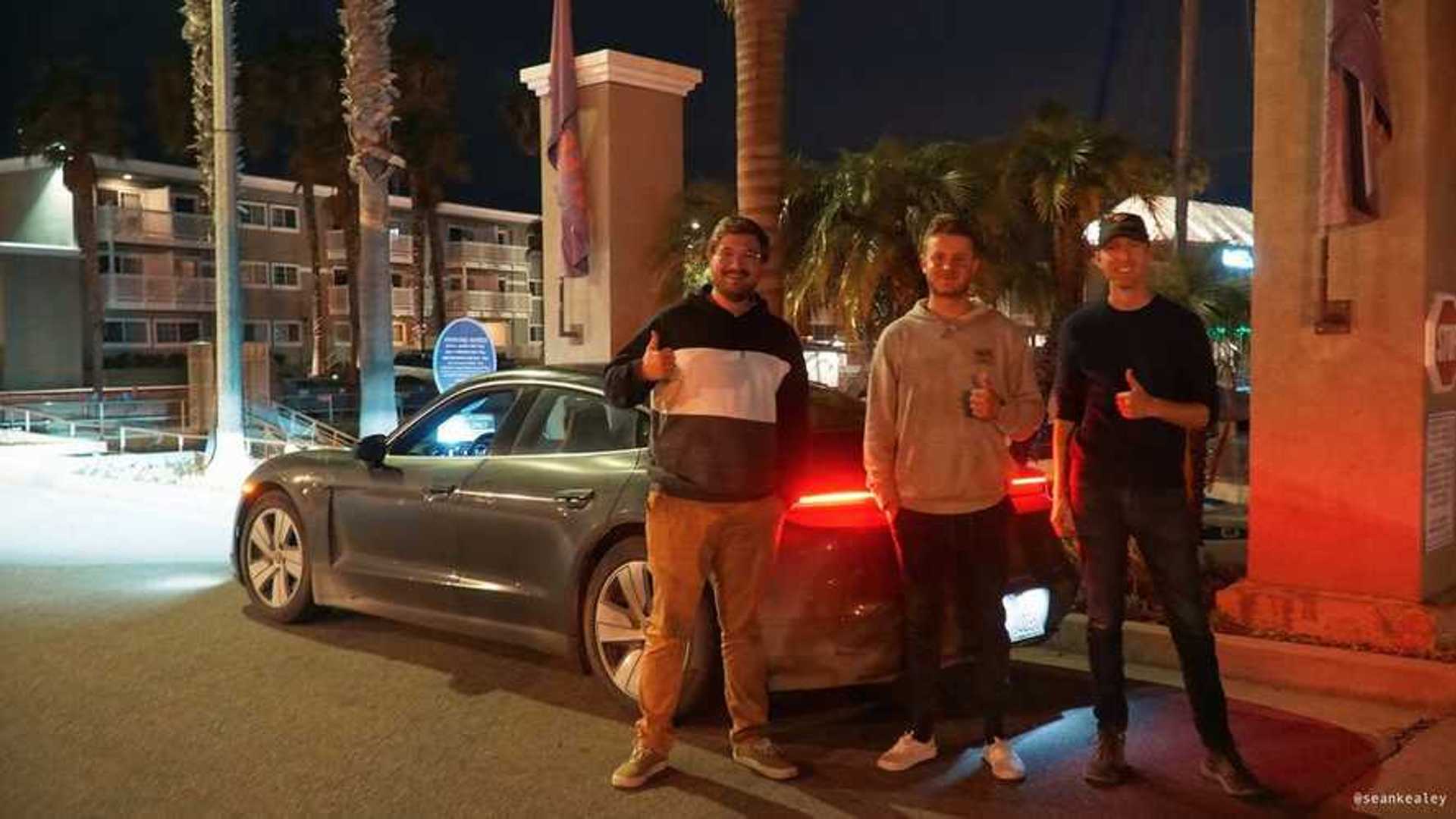 Porsche Taycan charging during Cannonball record run